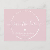 Elegante Kalligrafie Roze Bruiloft Save the Date Briefkaart (Voorkant)