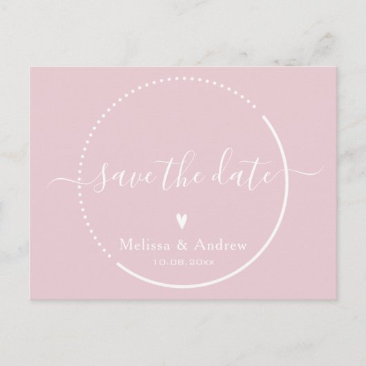 Elegante Kalligrafie Roze Bruiloft Save the Date Briefkaart (Voorkant)