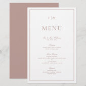 Elegante kalligrafie roze monogram bruiloft menu (Voorkant / Achterkant)