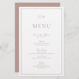 Elegante kalligrafie roze monogram bruiloft menu