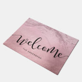 Elegante kalligrafie roze rosé goud glitter welkom deurmat (Schuin)