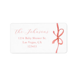 Elegante kalligrafie roze strik meisjes baby showe etiket