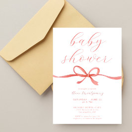 Elegante kalligrafie roze strik meisjes baby showe kaart