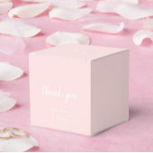 Elegante kalligrafie roze wit monogram bruiloft bedankdoosjes