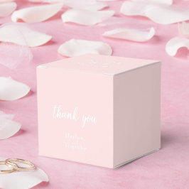 Elegante kalligrafie roze wit monogram bruiloft bedankdoosjes