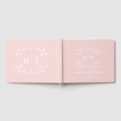Elegante kalligrafie roze wit monogram bruiloft gastenboek (Volledig)