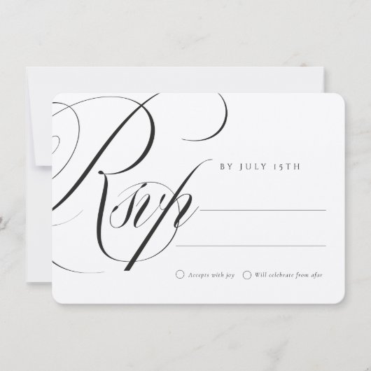 Elegante kalligrafie RSVP kaart bruiloft (Voorkant)