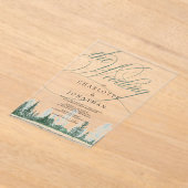 Elegante kalligrafie rustieke bos bruiloft acryl uitnodigingen (Laagn)