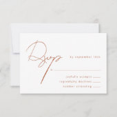 Elegante kalligrafie rustieke terracotta bruiloft RSVP kaartje (Voorkant)