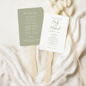 Elegante kalligrafie Sage Green Wedding Program Handwaaier