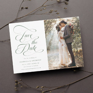 Elegante kalligrafie Sage Green Wedding Red de wer Save The Date