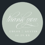 Elegante kalligrafie Sage Green Wedding Stickers<br><div class="desc">Verhoog uw trouwstijl met ons Elegant Calligraphy Wedding Collectie,  met een verfijnd script en tijdloos ontwerp. Dit collectie is ideaal voor moderne stellen en omvat alles,  van uitnodigingen tot menu's,  allemaal aanpasbaar met uw gegevens. Voeg een vleugje verfijnde elegantie toe aan je grote dag met deze prachtig gecoördineerde set!</div>