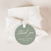 Elegante kalligrafie Sage Groene Bruiloft Dank u Bedankjes Labels