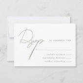 Elegante kalligrafie Sage Groene Bruiloft RSVP Kaartje (Voorkant)