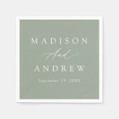 Elegante kalligrafie Sage Groene Bruiloft Servet (Voorkant)