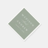 Elegante kalligrafie Sage Groene Bruiloft Servet (Hoek)