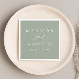 Elegante kalligrafie Sage Groene Bruiloft Servet