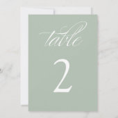 Elegante kalligrafie Sage Trouwtafelnummers Kaart (Achterkant)