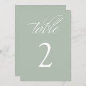 Elegante kalligrafie Sage Trouwtafelnummers Kaart (Voorkant / Achterkant)