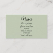 Elegante kalligrafie salie groen modern visitekaartje (Achterkant)