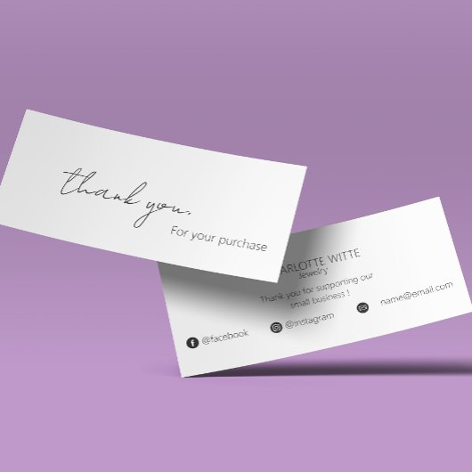 Elegante kalligrafie Scrip dank u voor uw bestelli Mini Visitekaartjes