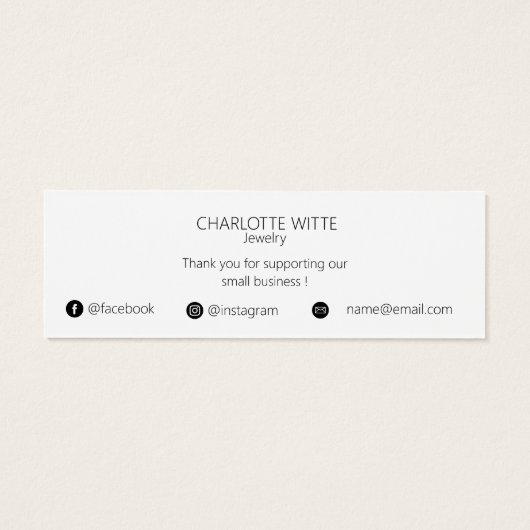 Elegante kalligrafie Scrip dank u voor uw bestelli Mini Visitekaartjes (Achterkant)