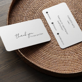 Elegante kalligrafie Scrip dank u voor uw bestelli Visitekaartje