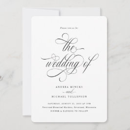 Elegante kalligrafie script afgeronde hoek bruilof kaart