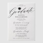 Elegante kalligrafie script afstudeerfeest vellum uitnodigingen (Voorkant)