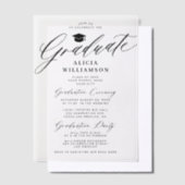 Elegante kalligrafie script afstudeerfeest vellum uitnodigingen (Offset)