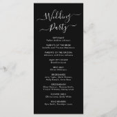 Elegante kalligrafie Script Black bruiloft ceremon Programmakaart (Achterkant)