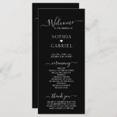 Elegante kalligrafie Script Black bruiloft ceremon Programmakaart (Voorkant / Achterkant)