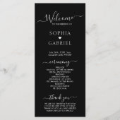 Elegante kalligrafie Script Black bruiloft ceremon Programmakaart (Voorkant)