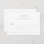 Elegante kalligrafie script blauwe trouw-RSVP Kaart (Voorkant / Achterkant)