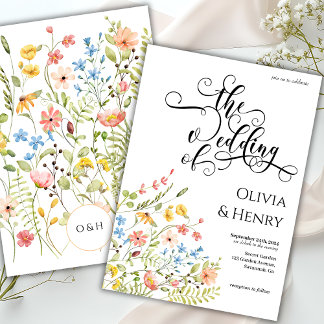 Elegante kalligrafie script Bloemige bruiloft Kaart