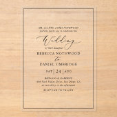Elegante kalligrafie script bruiloft acryl uitnodigingen (Voorkant)