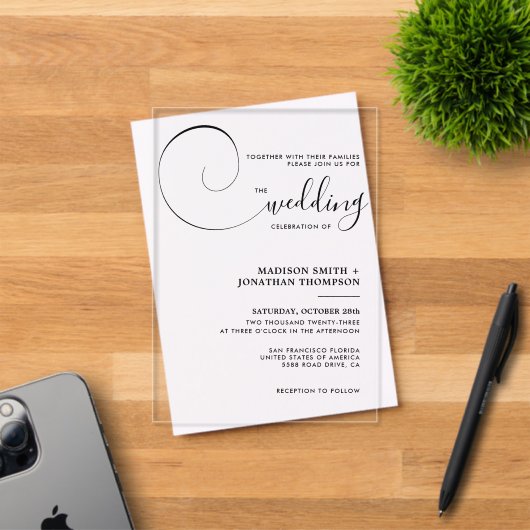 Elegante kalligrafie script bruiloft acryl uitnodigingen (Insitu (Uitnodiging))