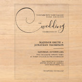 Elegante kalligrafie script bruiloft acryl uitnodigingen (Voorkant)