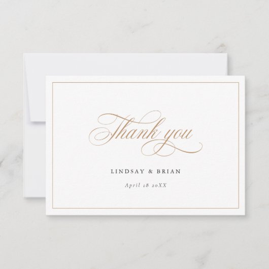 Elegante kalligrafie script bruiloft bedankt kaart (Voorkant)