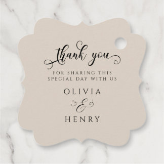 Elegante kalligrafie script bruiloft dank u bedankjes labels