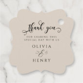 Elegante kalligrafie script bruiloft dank u bedankjes labels (Achterkant)