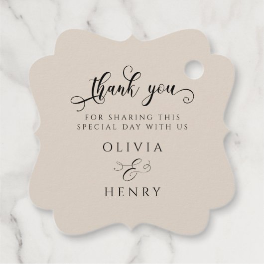 Elegante kalligrafie script bruiloft dank u bedankjes labels (Achterkant)