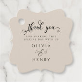 Elegante kalligrafie script bruiloft dank u bedankjes labels (Voorkant)