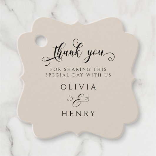 Elegante kalligrafie script bruiloft dank u bedankjes labels (Voorkant)