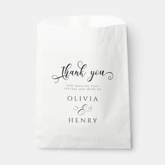 Elegante kalligrafie script bruiloft dank u bedankzakje (Voorkant)