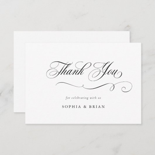 Elegante kalligrafie script bruiloft dank u kaart (Voorkant / Achterkant)