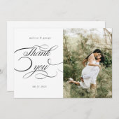 Elegante kalligrafie script bruiloft dank u kaart (Voorkant / Achterkant)