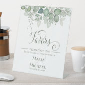 Elegante kalligrafie script bruiloft gunsten reclamebord met voetstuk (Insitu)