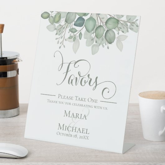 Elegante kalligrafie script bruiloft gunsten reclamebord met voetstuk (Insitu)