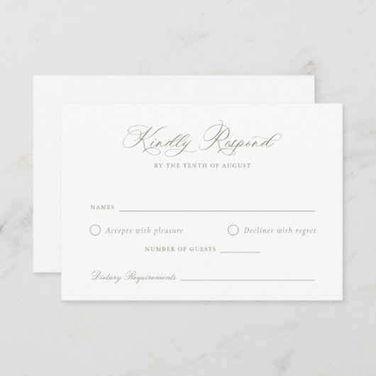 Elegante kalligrafie script bruiloft RSVP kaart (Voorkant / Achterkant)